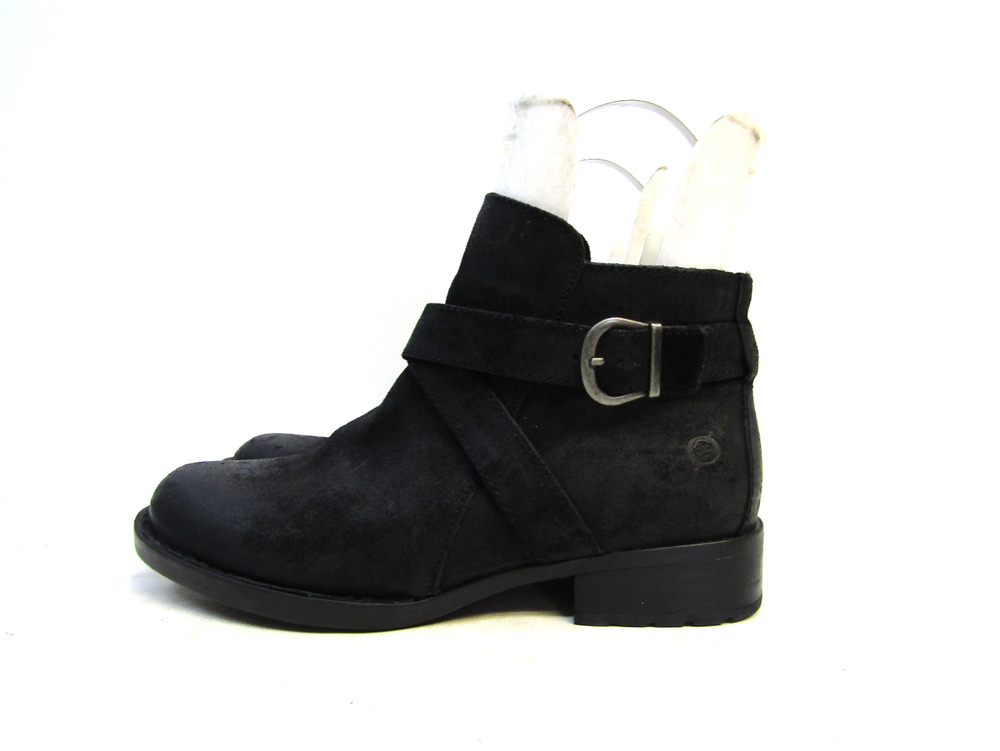 Born Size 8 M Black Leather Zip Buckle Ankle Fashion Boots Bootie